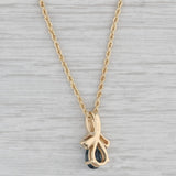 0.80ct Blue Sapphire Diamond Teardrop Pendant Necklace 14k Gold 18" Rope Chain