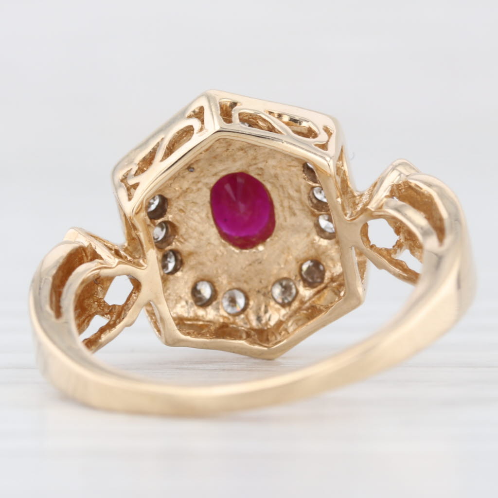 0.83ctw Ruby Diamond Halo Ring 14k Yellow Gold Size 7.25