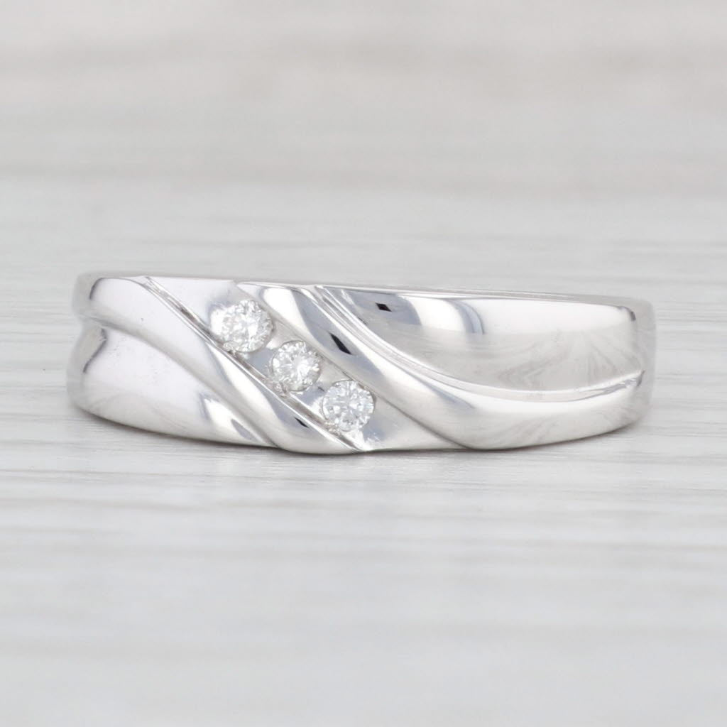 Light Gray Men's Diamond Wedding Band 10k White Gold Size 10.5 Ring