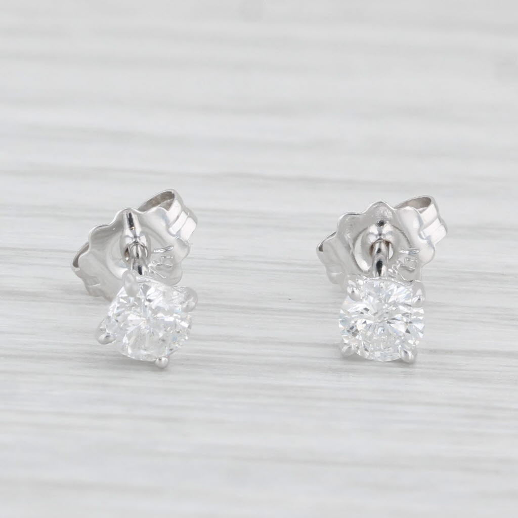 Light Gray 0.32ctw Round Diamond Solitaire Stud Earrings 14k White Gold