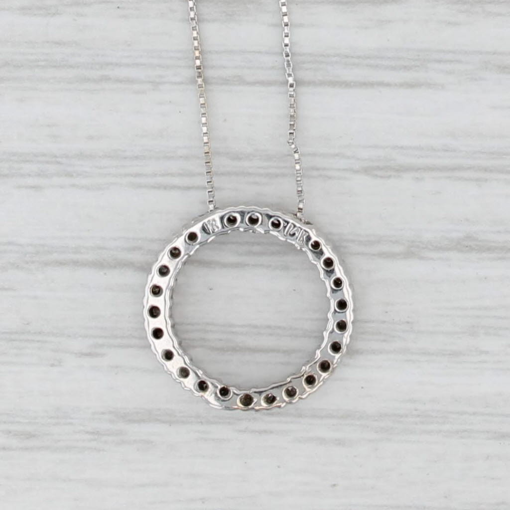 Light Gray 0.25ctw Diamond Eternity Circle Pendant Necklace 14k White Gold 20" Box Chain