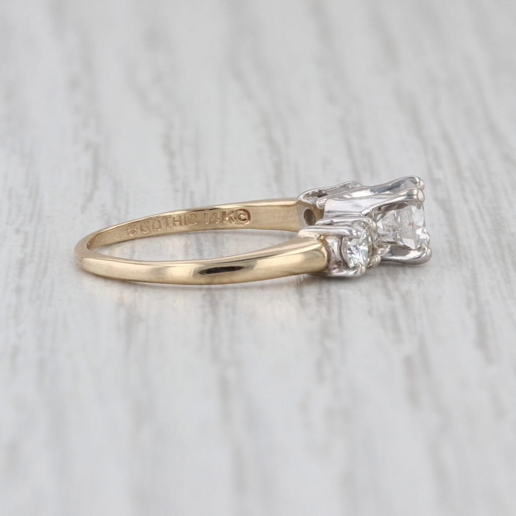0.72ctw Round Diamond 3-Stone Engagement Ring 14k White Yellow Gold Size 5.25
