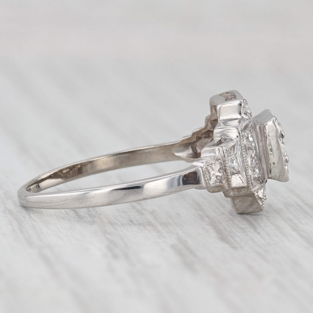 Light Gray Vintage Tiered 0.25ctw Diamond Engagement Ring 14k White Gold Size 8