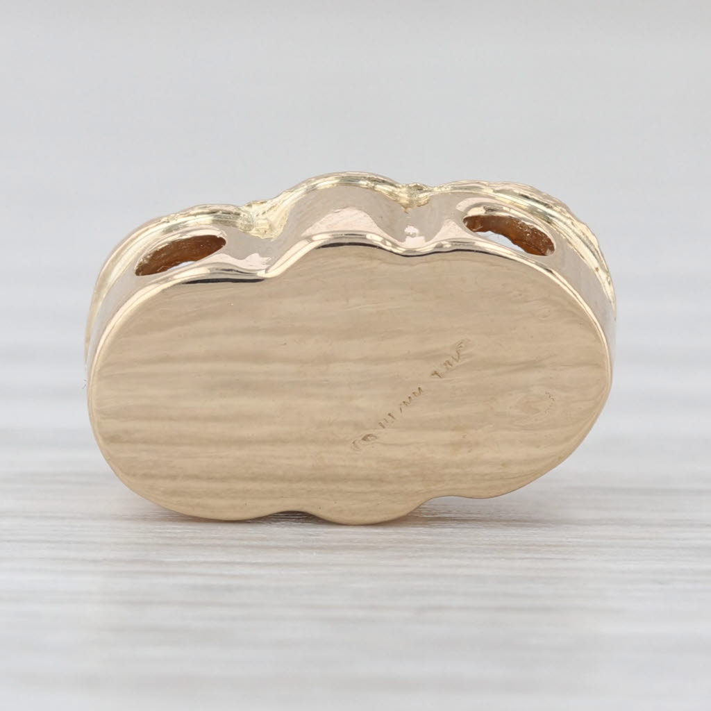 3-Stone Cultured Pearl Slide Bracelet Charm 14k Yellow Gold Vintage