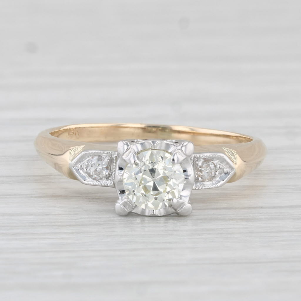 Light Gray Vintage 0.64ctw Old European Diamond Engagement Ring 14k Gold Size 7.5 Box