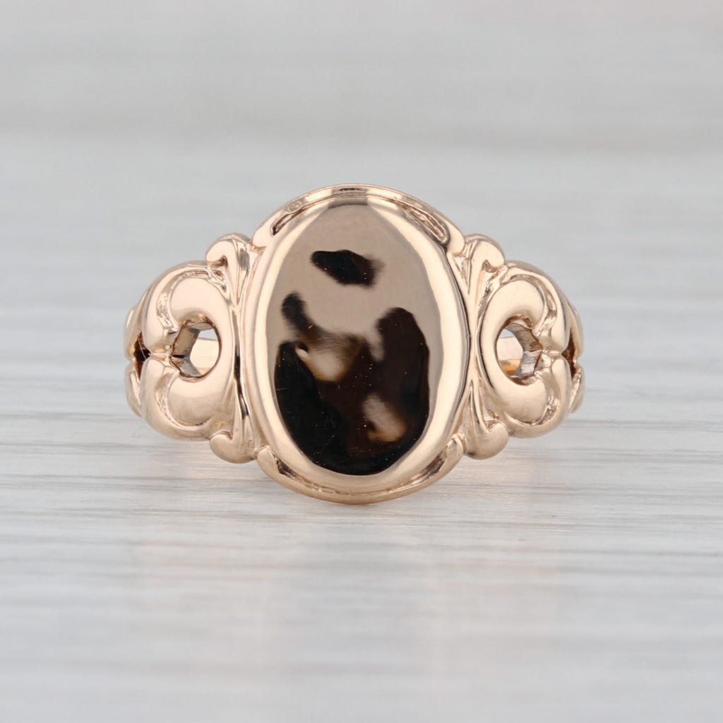 Antique Engravable Signet Ring 10k Yellow Gold Size 5.5