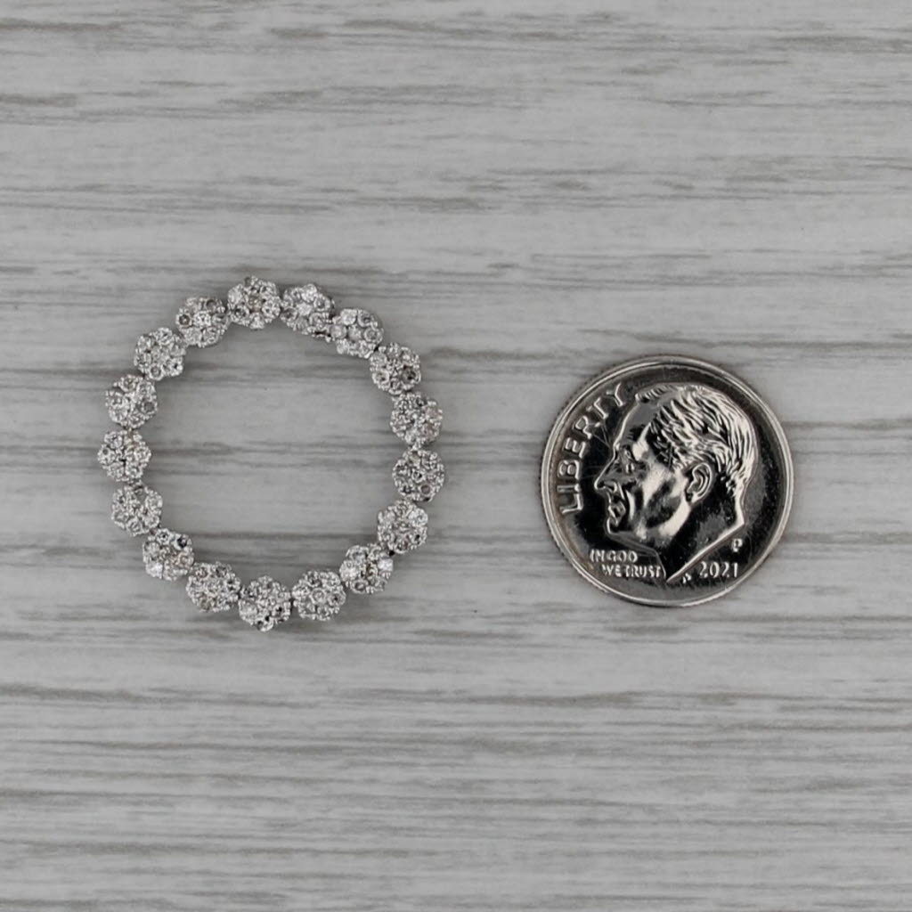 1.25ctw Diamond Eternity Circle Pendant 14k White Gold Floating Drop