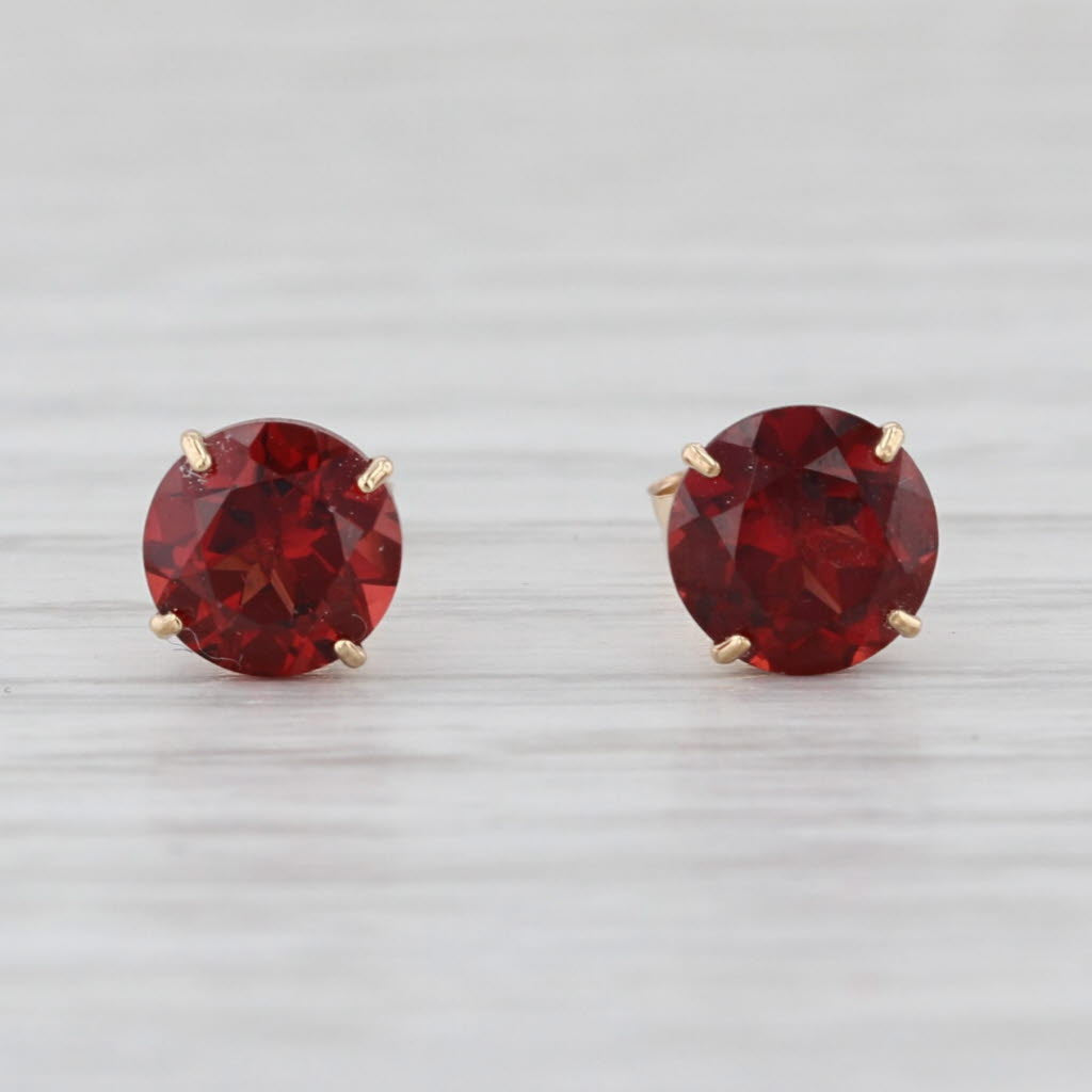 1.75ctw Garnet Stud Earrings 10k Yellow Gold Round Solitaire Studs