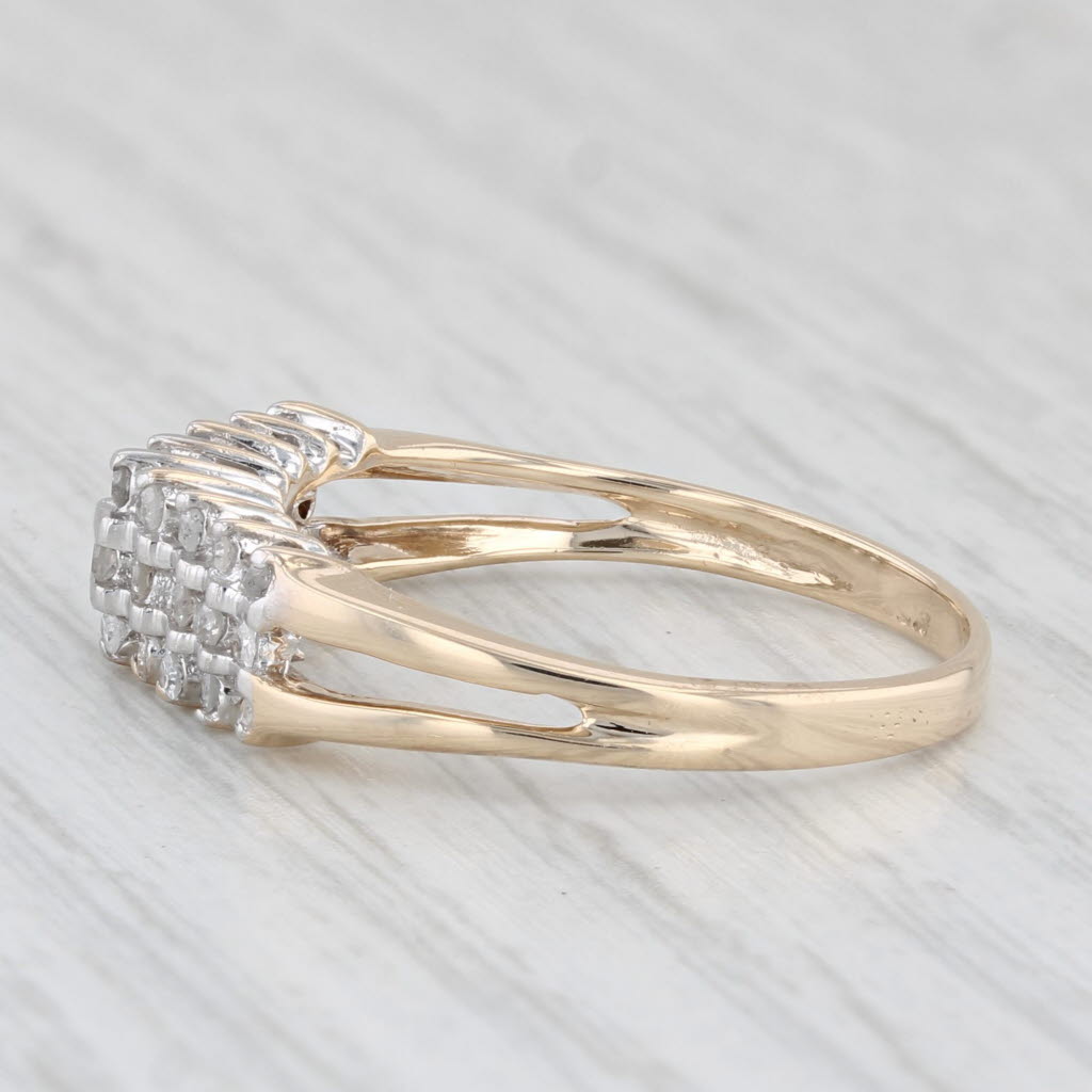 Light Gray 0.16ctw Diamond Ring 10k Yellow Gold Tiered Pyramid Style Size 7.75 Stackable