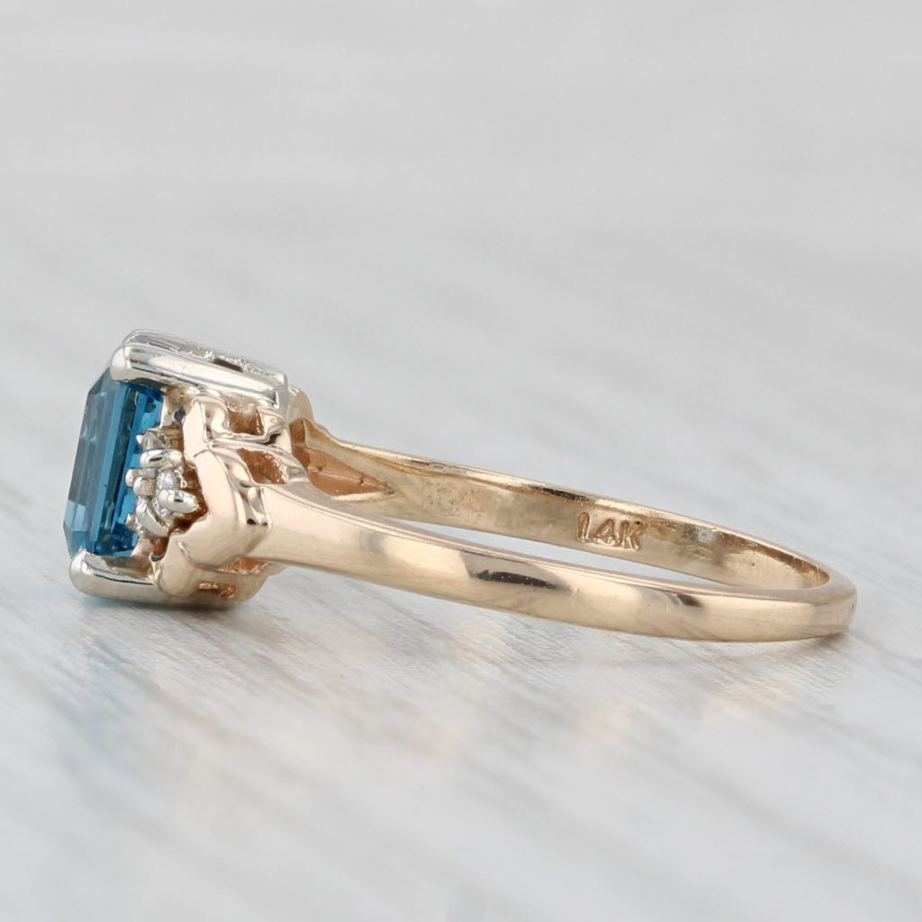 Light Gray 1.43ctw Blue Topaz Diamond Ring 14k Yellow Gold Size 6.25
