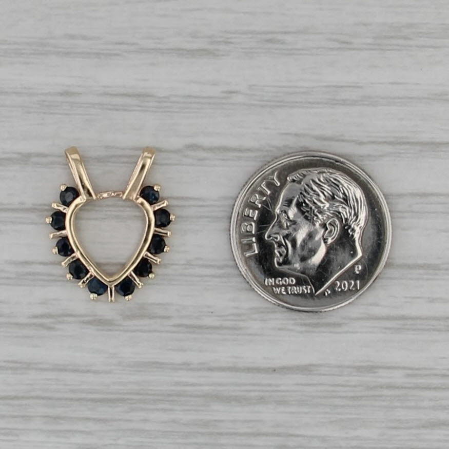 0.40ctw Blue Sapphire Open Heart Enhancer Pendant 10k Yellow Gold