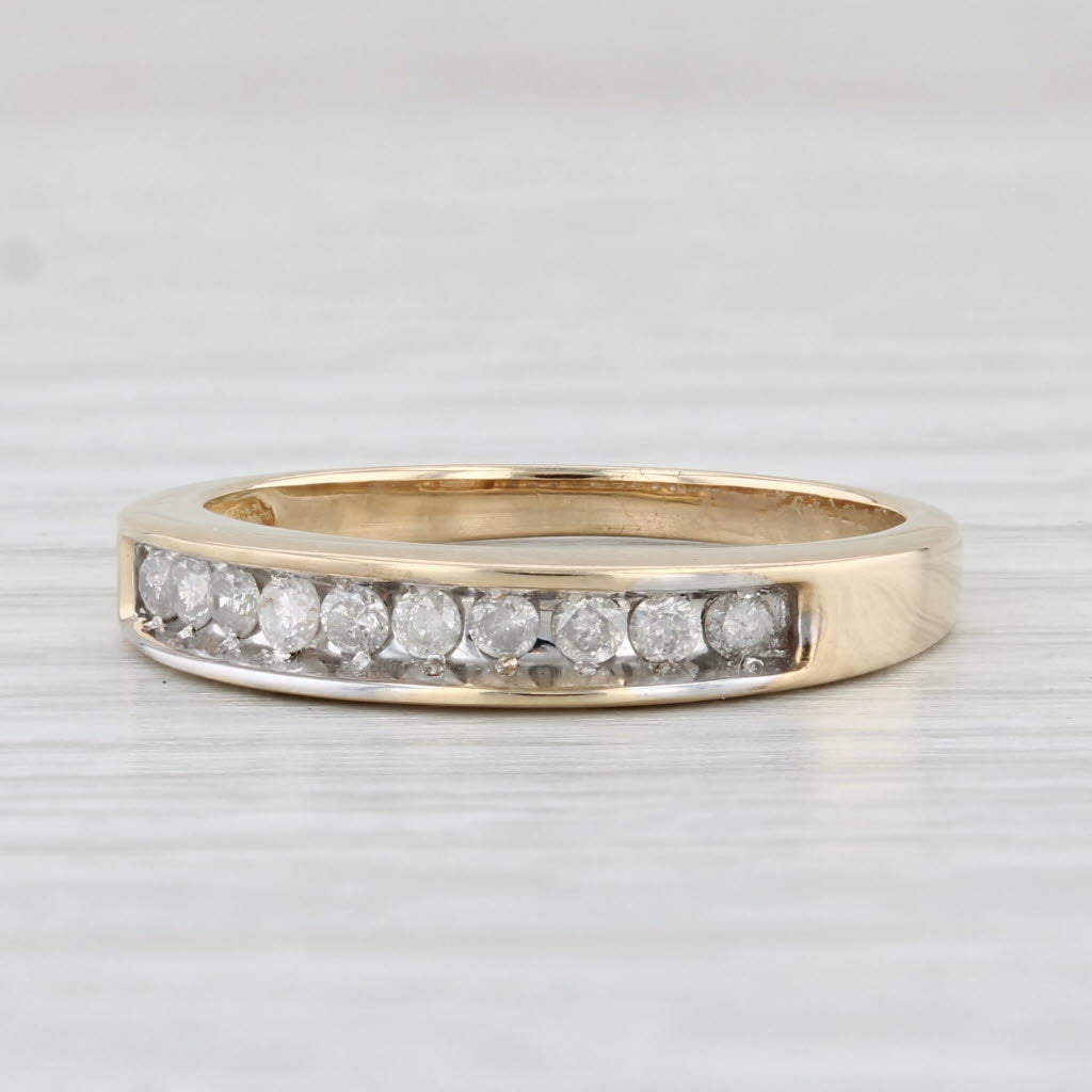 Light Gray 0.24ctw Diamond Wedding Band 10k Yellow Gold Stackable Anniversary Ring
