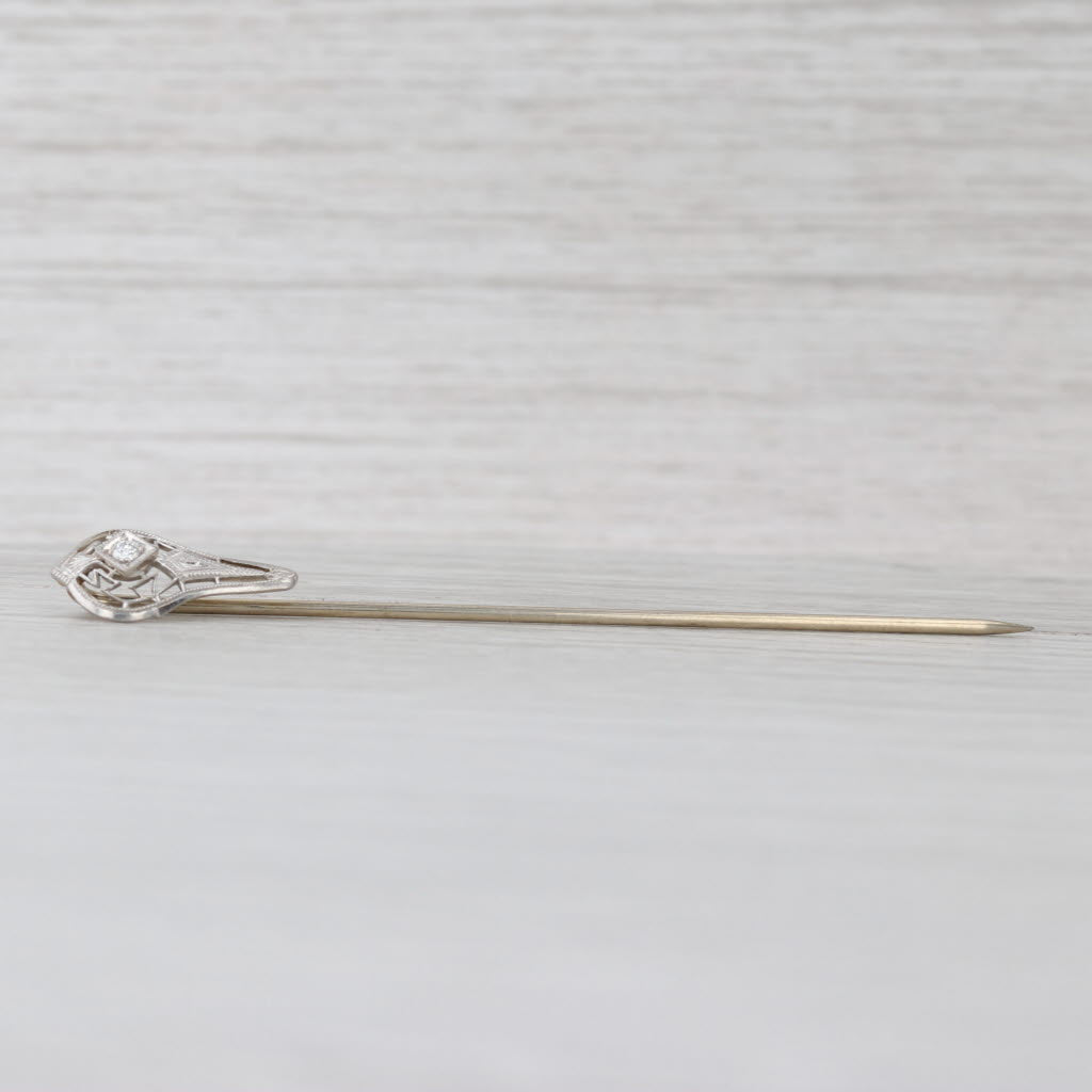Antique VS2 Diamond Stickpin 14k Gold Platinum