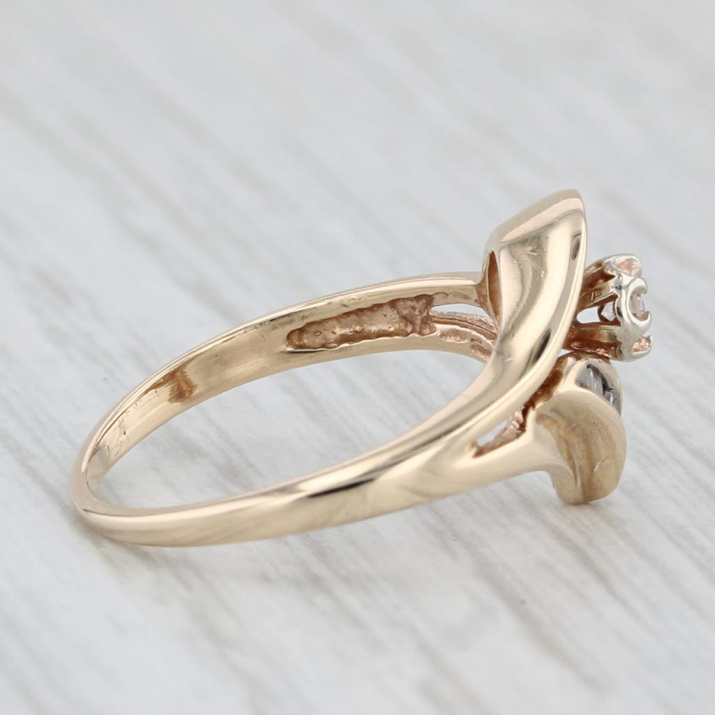 Light Gray Diamond Abstract Heart Ring 10k Yellow Gold Size 3.5