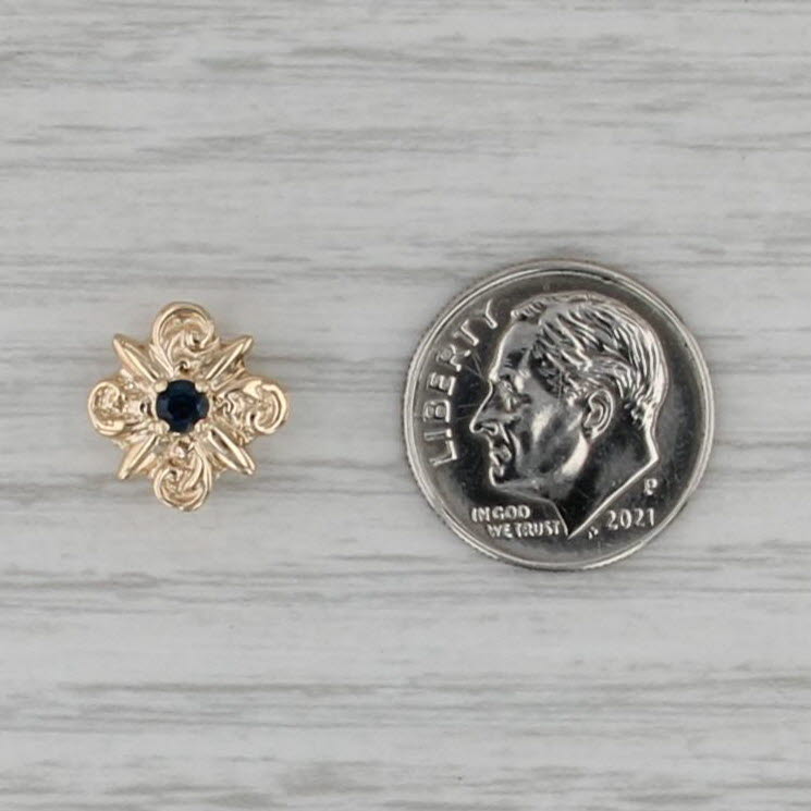 Old Victoria 0.15ct Sapphire Slide Bracelet Charm 14k Yellow Gold Vintage