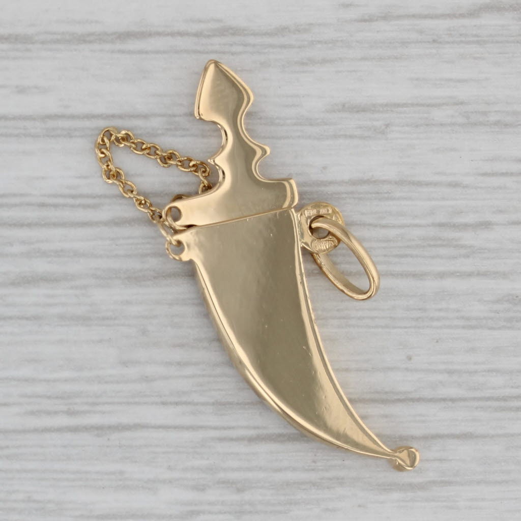 Gray Dagger in Sheaf Pendant 18k Yellow Gold Charm Opens