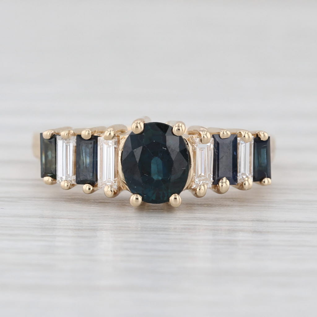 1.97ctw Oval Blue Sapphire Diamond Ring 14k Yellow Gold Size 7.25
