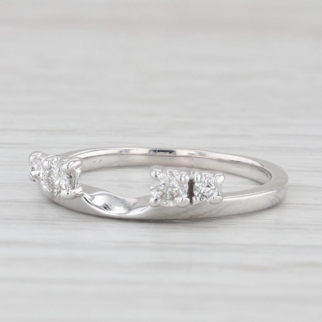 Light Gray 0.16ctw Diamond Ring Guard Enhancer Wedding Band 14k White Gold Size 5.25