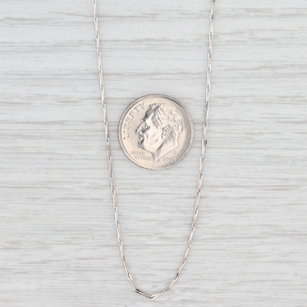 Light Gray 18" 1mm Bar Link Chain Necklace 14k White Gold