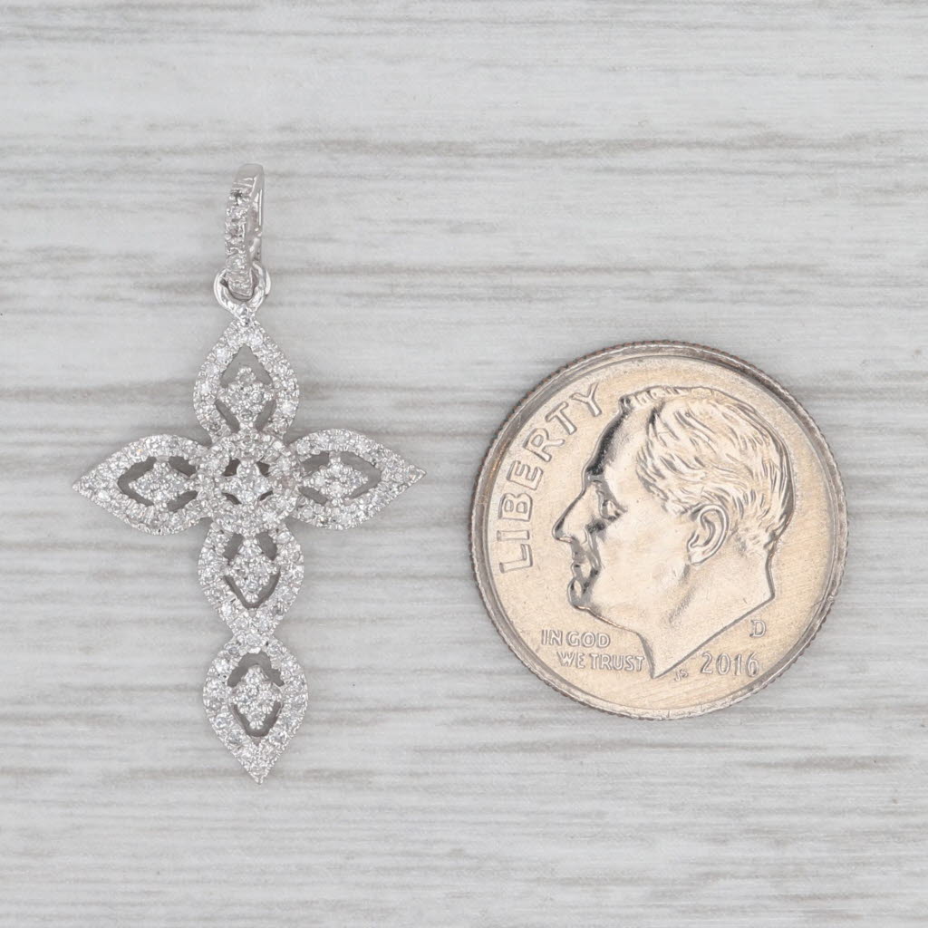 0.12ctw Diamond Cross Pendant 10k White Gold