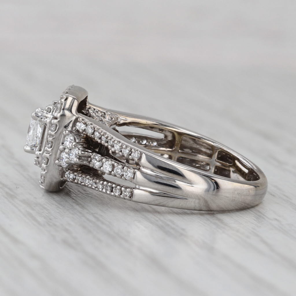 Gray 1.15ctw Diamond Halo Engagement Ring 14k White Gold Size 6.5 Bridal Celebration