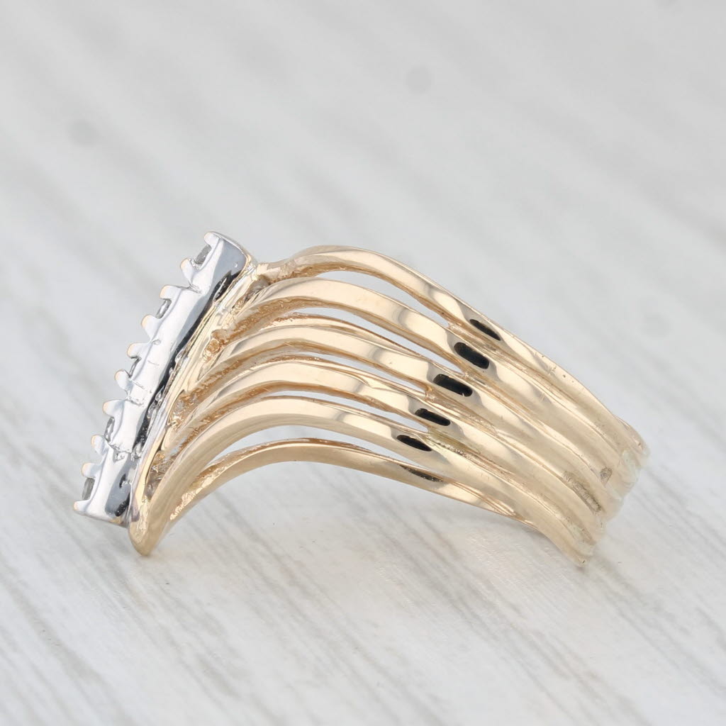 Light Gray 0.14ctw Diamond Journey Layered Band Ring 14k Yellow Gold Size 4