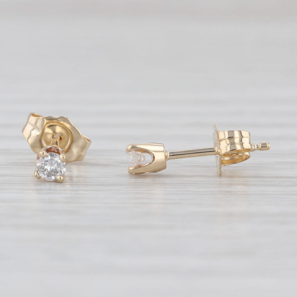 0.10ctw Diamond Stud Earrings 14k Yellow Gold Round Solitaire Studs