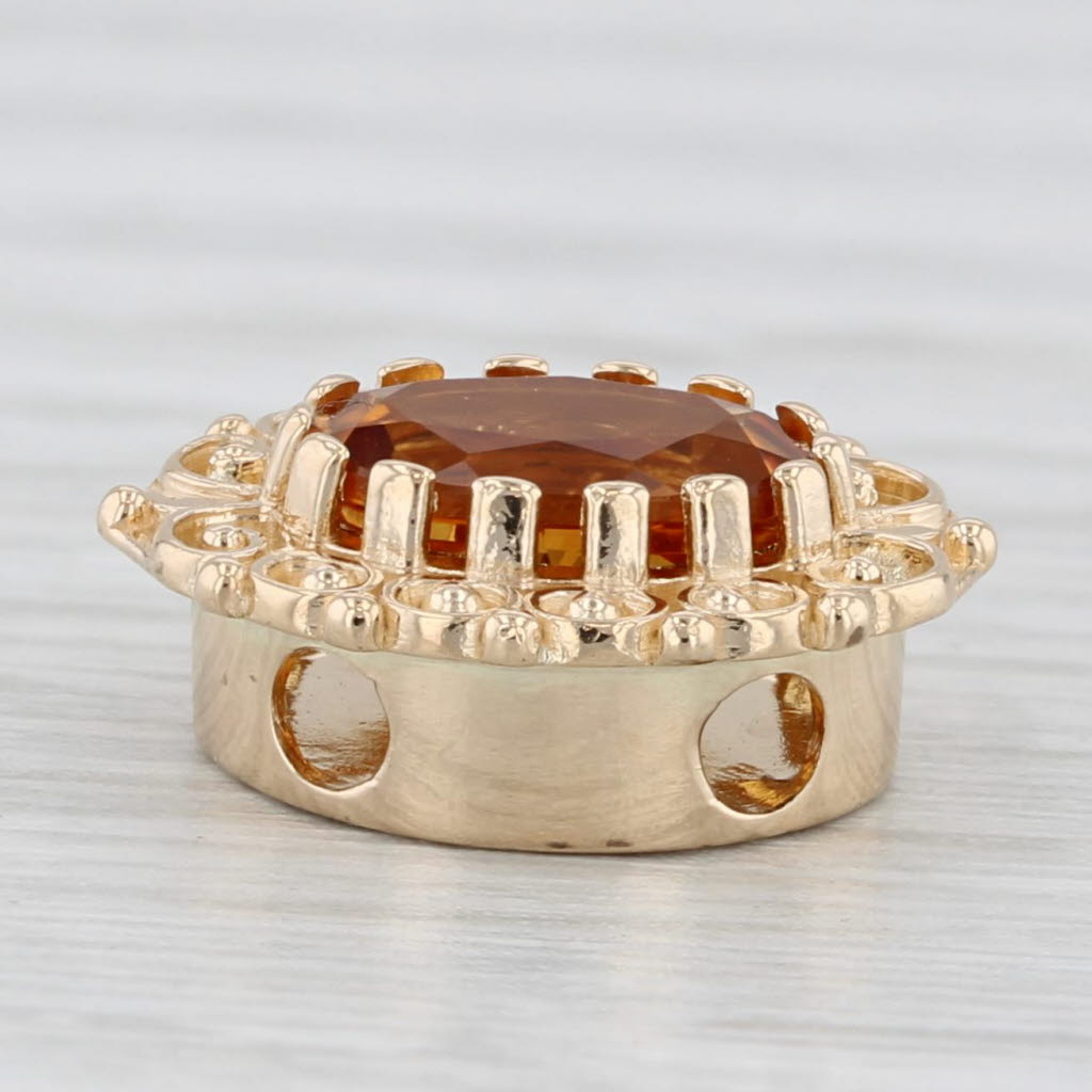 Light Gray Richard Glatter Orange Citrine Slide Bracelet Charm 14k Yellow Gold Vintage