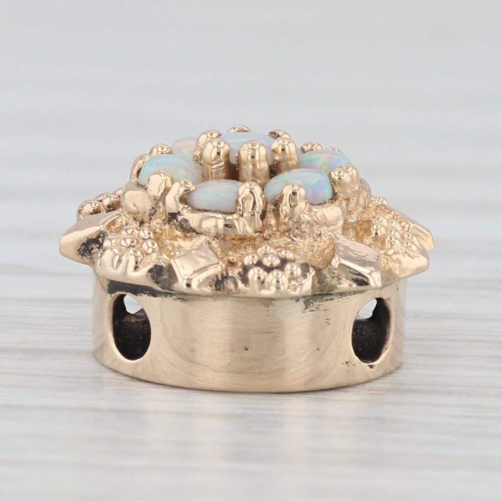 Light Gray Opal Cluster Flower Slide Bracelet Charm 14k Gold Richard Glatter