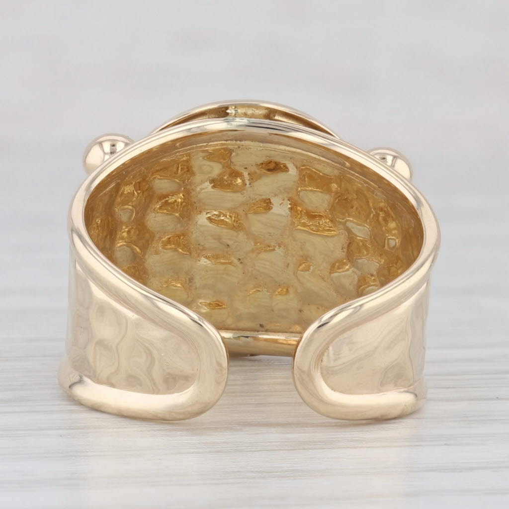 Light Gray Cherub Guardian Angel Coin Signet Ring 10k Yellow Gold Size 7.5 Adjustable Band
