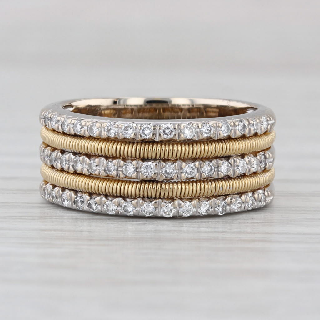 Marco Bicego 0.38ctw Multirow Diamond Stacked Bands Ring 18k Gold Size 5