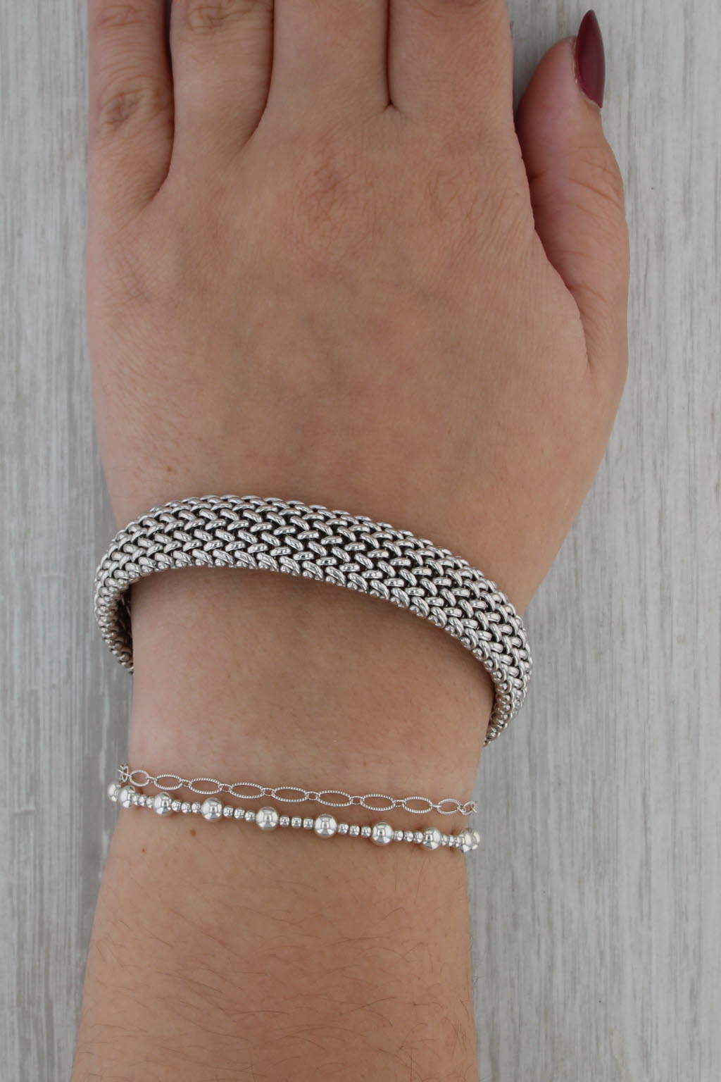 Mesh Chain Bracelet Sterling Silver 7" 12.8mm Italian