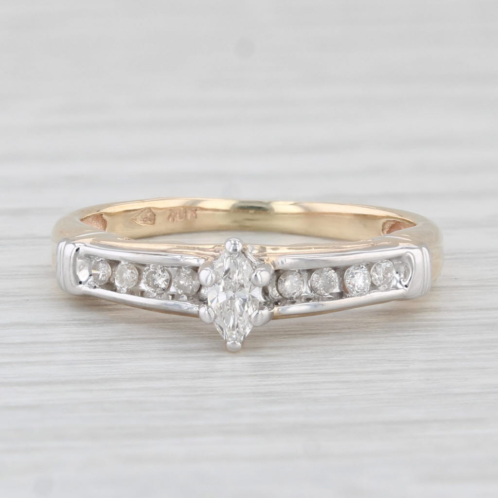 Light Gray 0.30 Marquise Diamond Engagement Ring 10k Yellow Gold Size 7.25