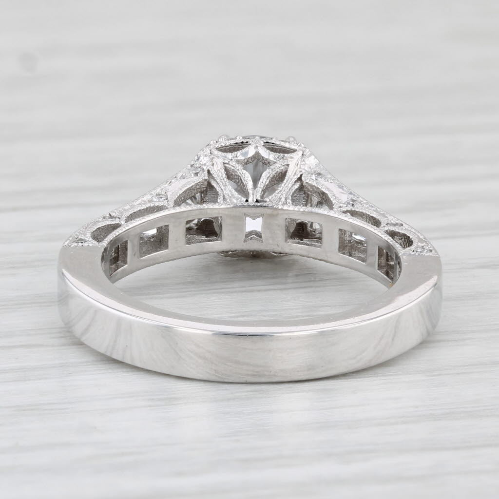 Light Gray New Diamond Halo Tacori Semi Mount Engagement Ring 18k White Gold Certificate