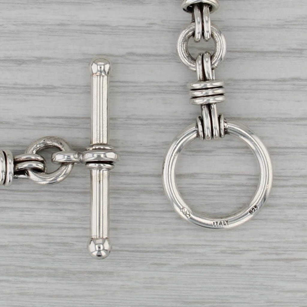 17" Peanut Chain Necklace Sterling Silver Toggle Clasp Italian