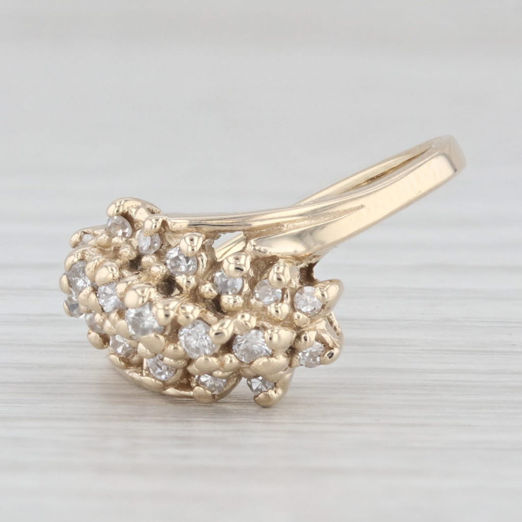 Light Gray 0.18ctw Diamond Cluster Bypass Ring 10k Yellow Gold Size 4.5