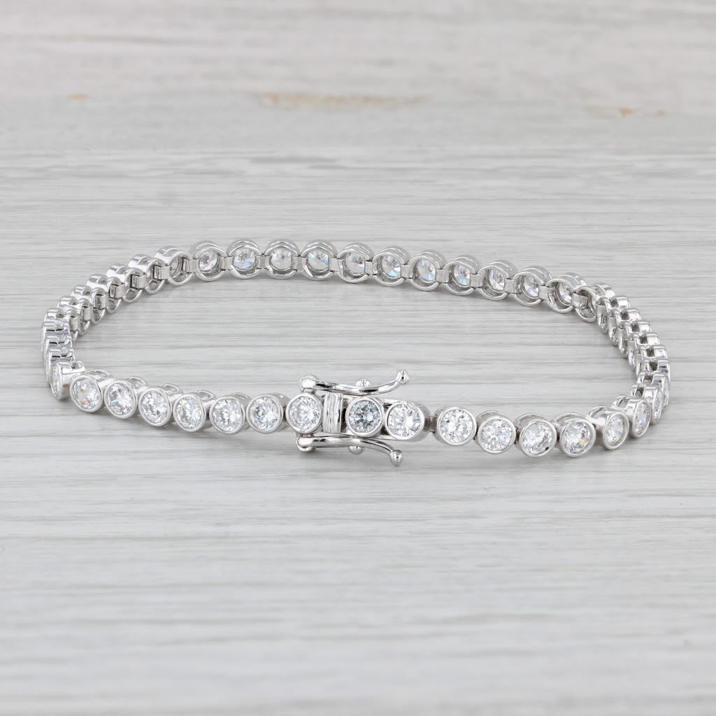 Light Gray 5ctw Cubic Zirconia Tennis Bracelet 14k White Gold 7" 3.8mm