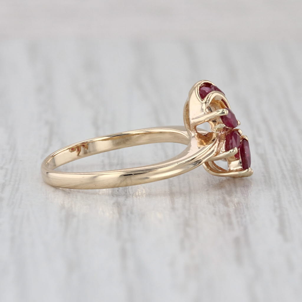 0.63ctw Ruby Diamond Flower Ring 14k Yellow Gold Size 6.75