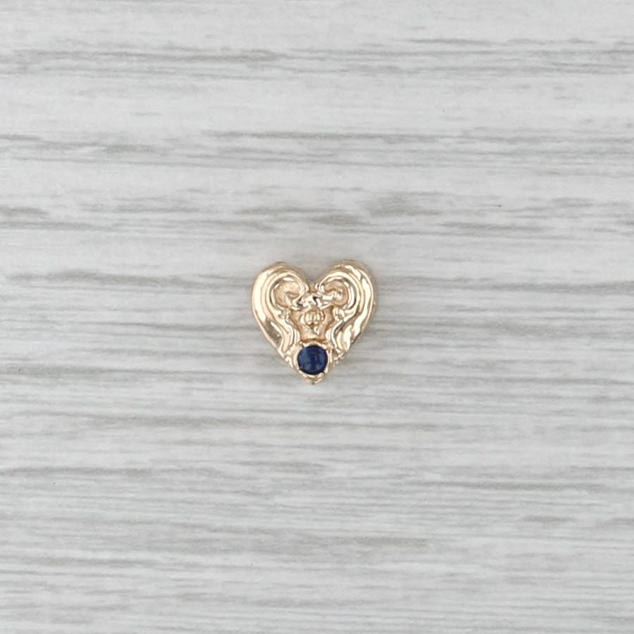 Vintage Sapphire Heart Slide Bracelet Charm 14k Yellow Gold Archer Hallmark