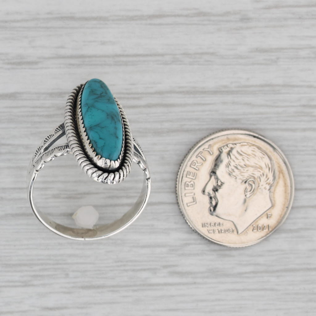 Gray Vintage Imitation Turquoise Ring Sterling Silver Size 6 Native American Signed