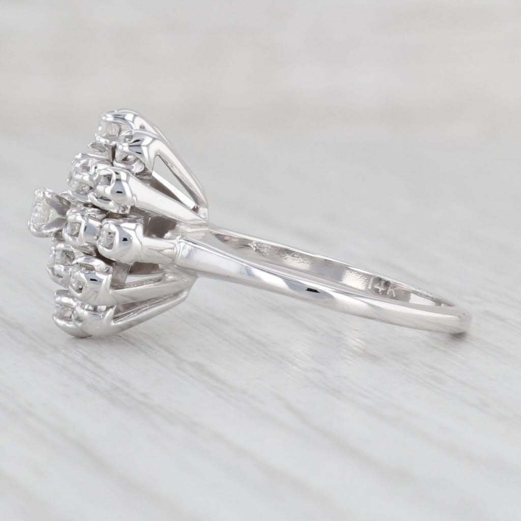 Light Gray 0.39ctw Diamond Cluster Ring 14k White Gold Size 5.5 Engagement