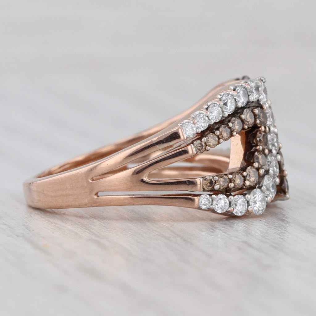 Gray 1.12ctw Champagne White Diamond Bypass Ring 14k Rose Gold Size 7.75 Cocktail