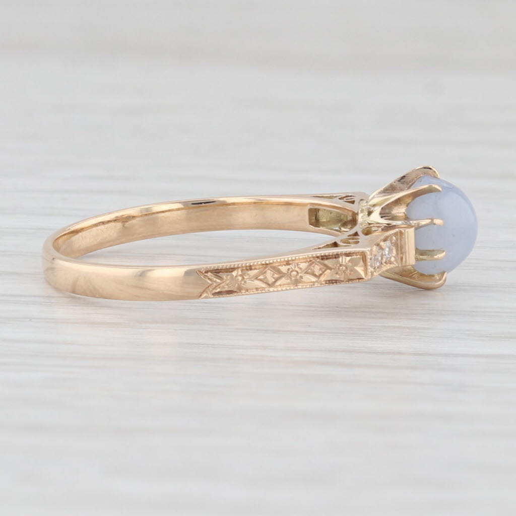 Light Gray Vintage Gray Star Sapphire Diamond Ring 18k Yellow Gold Size 8
