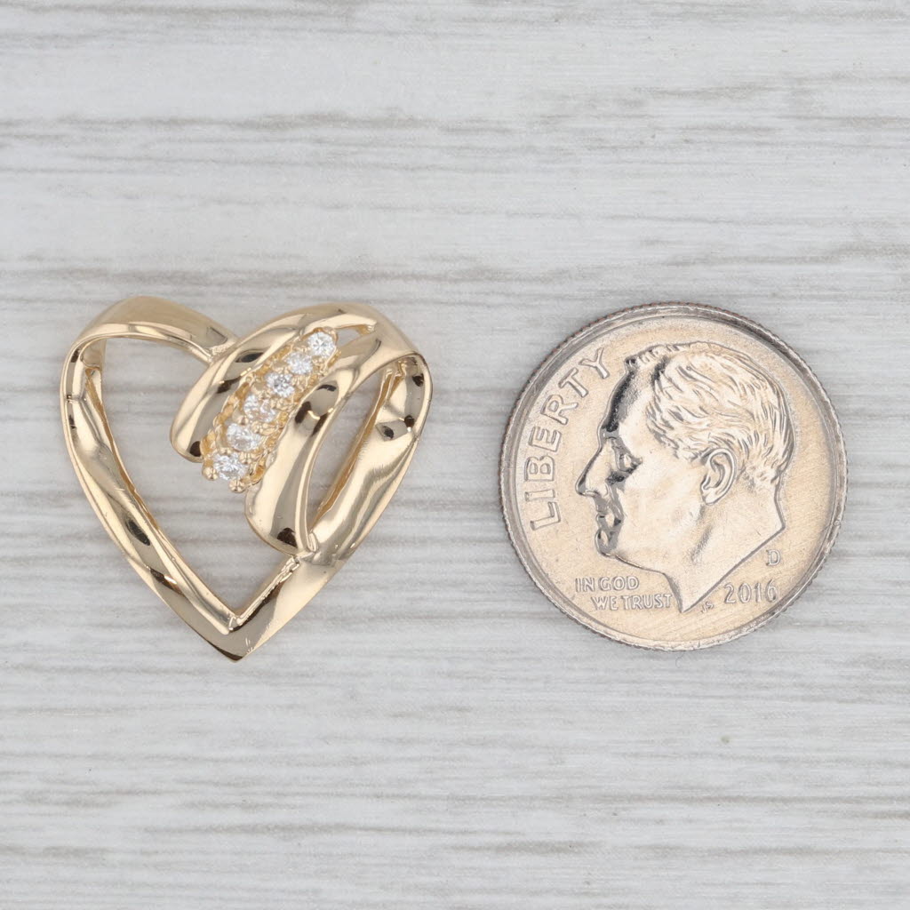 Stylized Diamond Open Heart Pendant 14k Yellow Gold