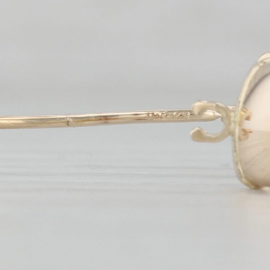 Gray Round Hoop Earrings 14k Yellow Gold Snap Top 25.5 x 6.1mm