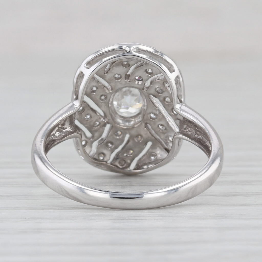 0.59ctw Diamond Engagement Ring 14k White Gold Size 7.25 Pave Openwork