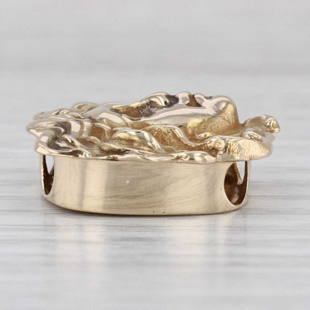 Art Nouveau Slide Bracelet Necklace Charm Pendant 14k Yellow Gold Figural Face