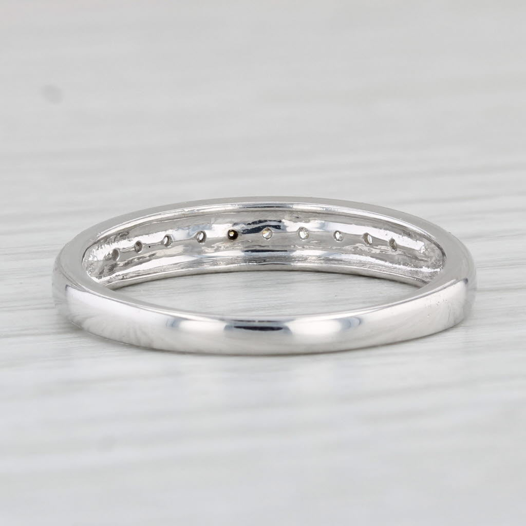Light Gray 0.15ctw Diamond Wedding Band 14k White Gold Size 8 Stackable Ring