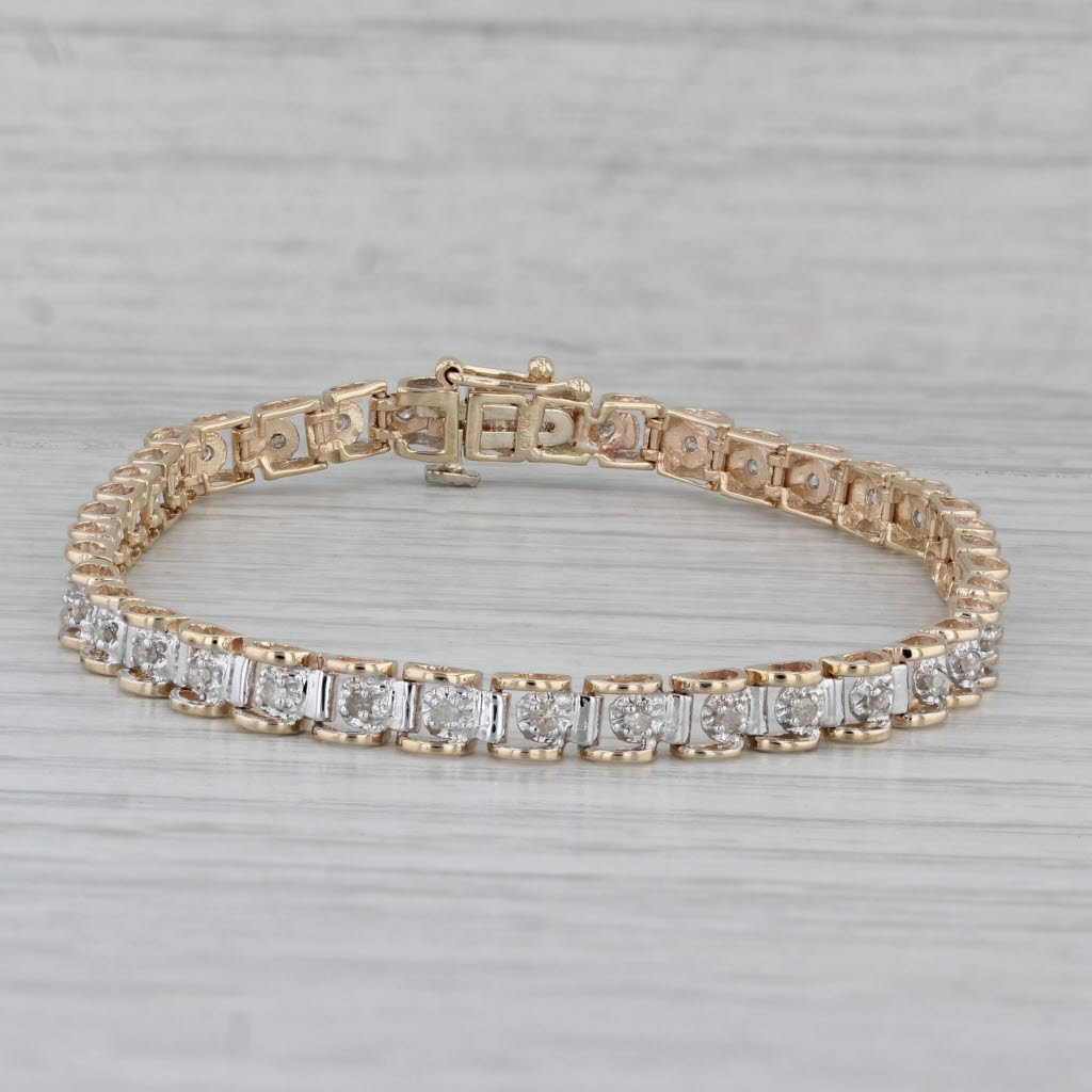 Gray 0.33ctw Diamond Tennis Bracelet 10k Yellow Gold 7" 4.4mm
