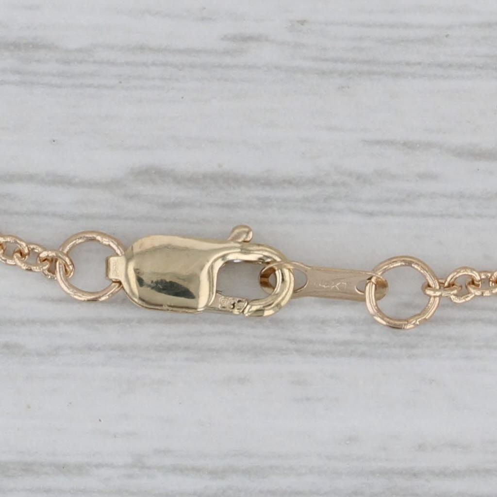 Gray Adjustable Cable Chain Necklace 14k Yellow Gold 16" 17" 18"